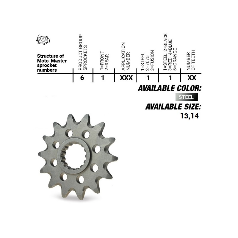 MOTO-MASTER ZĘBATKA PRZEDNIA 565 14 YAMAHA YZ 250 99-20, WR/YZF 400/426/450, KAWASAKI KXF '06-'20 (JTF565.14) (56514)