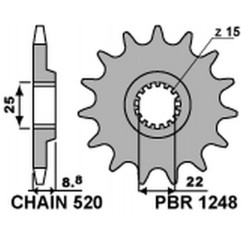 PBR ZĘBATKA PRZEDNIA 1248 12 KTM SX/EXC '91-'19 (JTF1901.12) (ŁAŃC. 520) (124812JT)