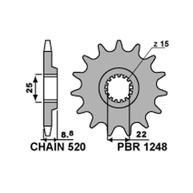 PBR ZĘBATKA PRZEDNIA 1248 12 KTM SX/EXC '91-'19 (JTF1901.12) (ŁAŃC. 520) (124812JT)