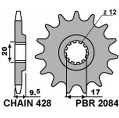 PBR ZĘBATKA PRZEDNIA 2084 14 KTM SX 85 '04-'18 (JTF1907.14) (ŁAŃC. 428) (208414JT)