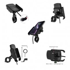 BIKETEC UCHWYT MOTOCYKLOWY Z ŁADOWARKĄ INDUKCYJNĄ NA TELEFON MONTOWANY NA KIEROWNICĘ LUB LUSTERKO TYP: R9W-METAL WIRELESS