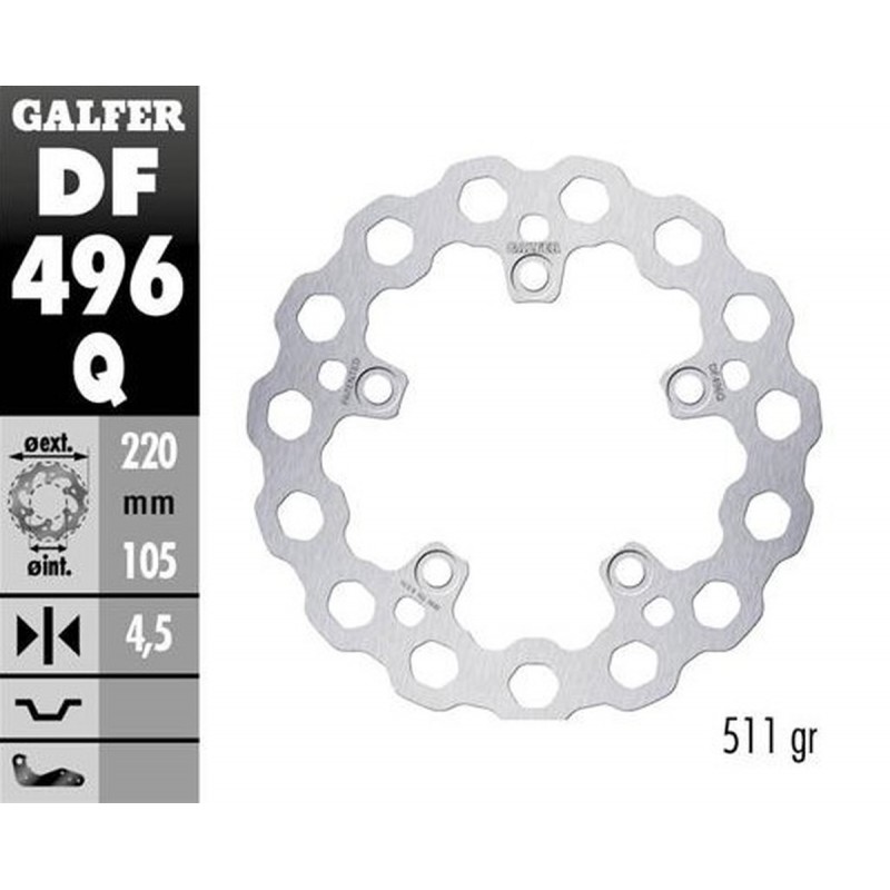 GALFER TARCZA HAMULCOWA TYŁ YAMAHA YZF-R6 '03-'23 YZF-R1 '04-'23 MT-10 '16- (CUBIQ FIXED) (220X105X5MM)