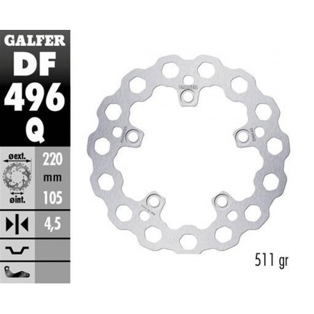 GALFER TARCZA HAMULCOWA TYŁ YAMAHA YZF-R6 '03-'23 YZF-R1 '04-'23 MT-10 '16- (CUBIQ FIXED) (220X105X5MM)