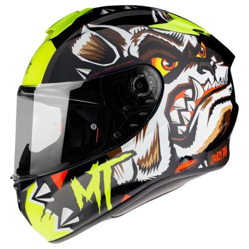 MT KASK (2021) INTEGRALNY TARGO CRAZYDOG G3 GLOSS FLUOR YELLOW KOLOR CZARNY/BIAŁY/ŻÓŁTY FLUO ROZMIAR XS