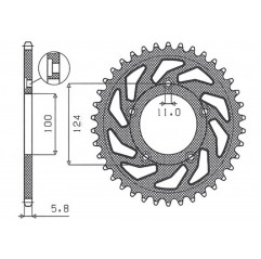 SUNSTAR ZĘBATKA TYLNA 4444 47 DUCATI MONSTER / ABS 821 '15- 20, PANIGALE 899 898 '14-15, SCRAMBLER ABS 800 '15-16 (JTR746.47) (Ł