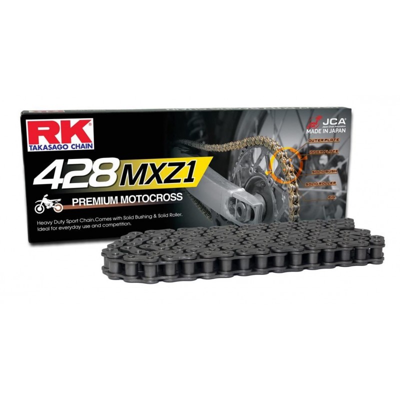 RK ŁAŃCUCH NAPĘDOWY (MOTOCROSS) 428MXZ1-136 ZAPINKA (CL) W ZESTAWIE KOLOR STANDARD (POJEMNOŚĆ: DO 150 CCM) (27 KN)