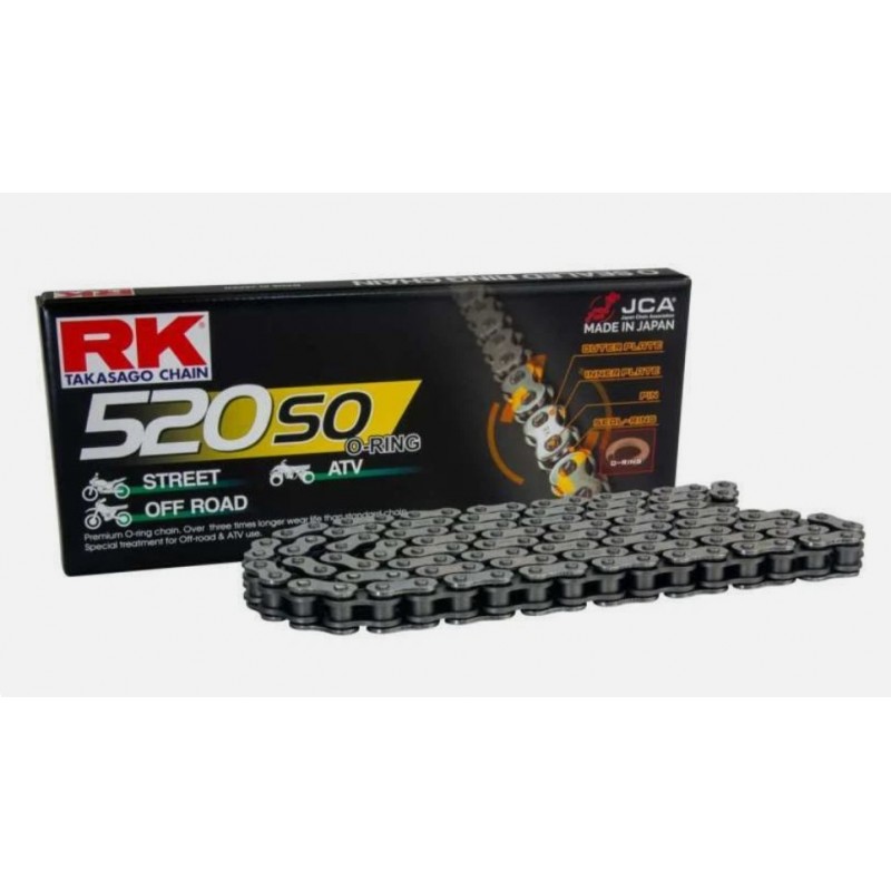 RK ŁAŃCUCH NAPĘDOWY 520SO-120 (O-RING) ZAKUWKA (CLF) W ZESTAWIE KOLOR STANDARD (POJEMNOŚĆ: DO 400 CCM) (30,5 KN)