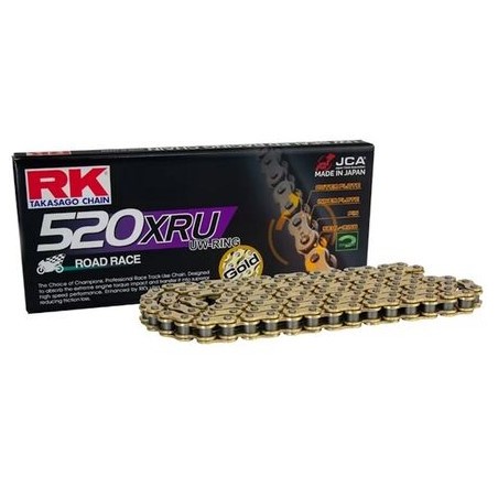 RK ŁAŃCUCH NAPĘDOWY 520XRU-122 (UW-RING) ZAKUWKA (CLF) W ZESTAWIE KOLOR ZŁOTY (POJEMNOŚĆ: DO 1000 CCM) (40 KN)