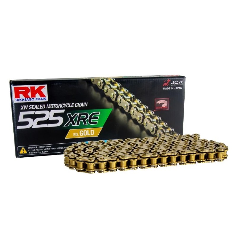 RK ŁAŃCUCH NAPĘDOWY GB525XRE-116 (XW-RING) ZAKUWKA (CLF) W ZESTAWIE KOLOR ZŁOTY (POJEMNOŚĆ: DO 1000 CCM) (42 KN)