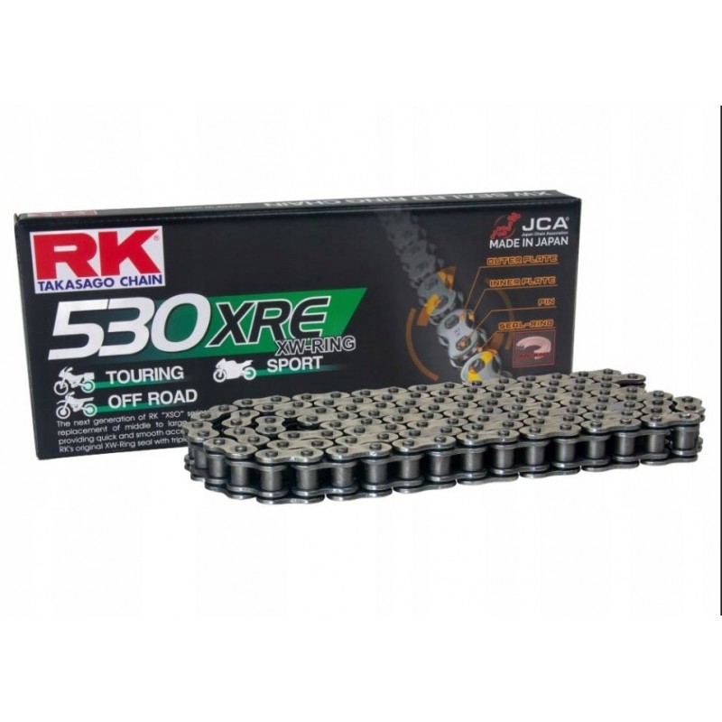 RK ŁAŃCUCH NAPĘDOWY 530XRE-114 (XW-RING) ZAKUWKA (CLF) W ZESTAWIE KOLOR STANDARD (POJEMNOŚĆ: DO 1400 CCM) (44 KN)