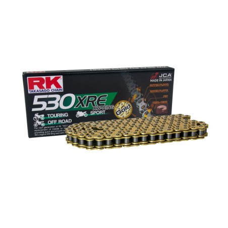 RK ŁAŃCUCH NAPĘDOWY GB530XRE-122 (XW-RING) ZAKUWKA (CLF) W ZESTAWIE KOLOR ZŁOTY (POJEMNOŚĆ: DO 1400 CCM) (44 KN)