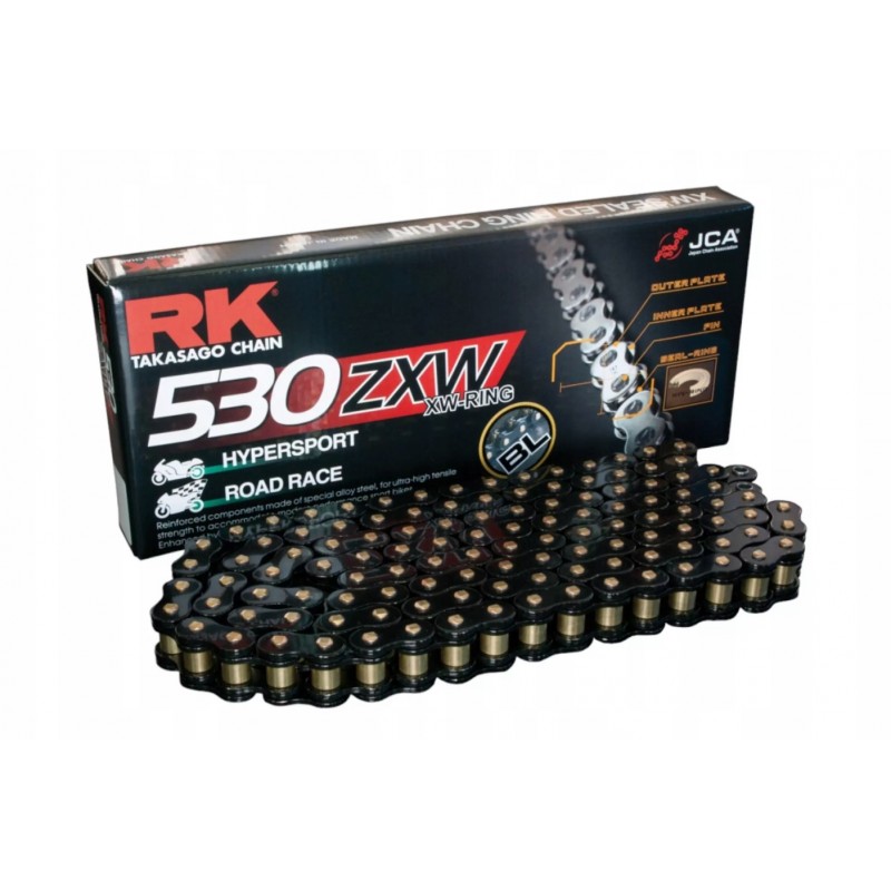 RK ŁAŃCUCH NAPĘDOWY BL530ZXW-118 (XW-RING) ZAKUWKA (CLF) W ZESTAWIE KOLOR CZARNY (POJEMNOŚĆ: DO 1400 CCM) (44 KN)