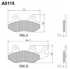 NISSIN KLOCKI HAMULCOWE KH165 / KH215 PREMIUM SEMI-METALLIC (SPIEK METALICZNY) (ECE R90) (MADE IN JAPAN) (2P-212NS)