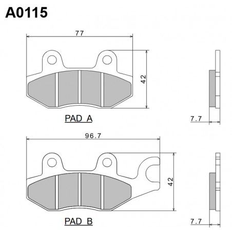 NISSIN KLOCKI HAMULCOWE KH165 / KH215 PREMIUM SEMI-METALLIC (SPIEK METALICZNY) (ECE R90) (MADE IN JAPAN) (2P-212NS)