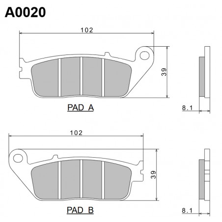 NISSIN KLOCKI HAMULCOWE KH142 / KH226 PREMIUM SEMI-METALLIC (SPIEK METALICZNY) (ECE R90) (MADE IN JAPAN) (2P-202NS)