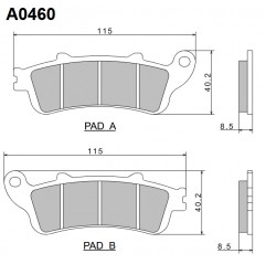 NISSIN KLOCKI HAMULCOWE KH261 / KH281 PREMIUM SEMI-METALLIC (SPIEK METALICZNY) (8,5MM) (ECE R90) (MADE IN JAPAN) (2P-250NS)