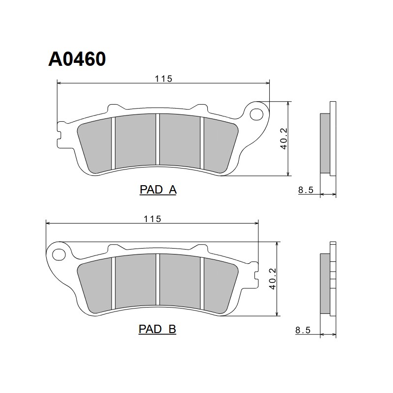NISSIN KLOCKI HAMULCOWE KH261 / KH281 PREMIUM SEMI-METALLIC (SPIEK METALICZNY) (8,5MM) (ECE R90) (MADE IN JAPAN) (2P-250NS)