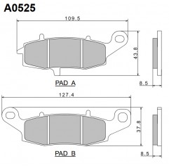 NISSIN KLOCKI HAMULCOWE KH231 PREMIUM SEMI-METALLIC (SPIEK METALICZNY) (ECE R90) (MADE IN JAPAN) (2P-257NS)