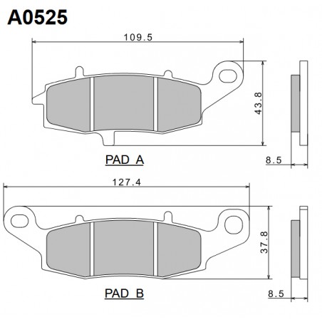 NISSIN KLOCKI HAMULCOWE KH231 PREMIUM SEMI-METALLIC (SPIEK METALICZNY) (ECE R90) (MADE IN JAPAN) (2P-257NS)