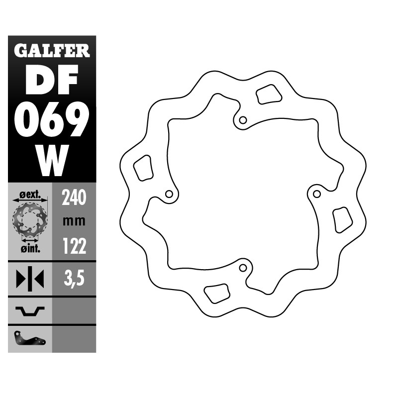 GALFER TARCZA HAMULCOWA TYŁ HONDA CR 125R/250R '95-'07, CR 500 '95-'00, CRF 250R/450R '02- WAVE (240X122X4MM)