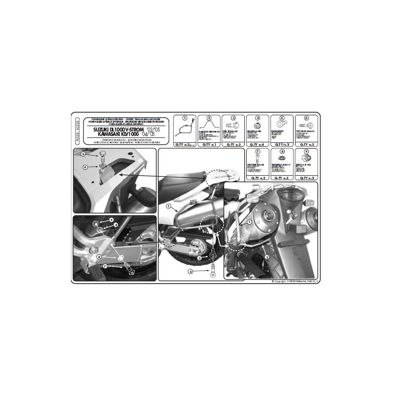 KAPPA STELAŻ KUFRÓW BOCZNYCH MONOKEY SUZUKI DL 1000 V-STROM (02-11), KAWASAKI KLV 1000 (04-09) - RÓWNIEŻ POD KUFRY MONOKEY RETRO