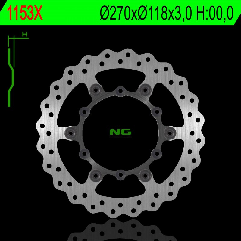 NG TARCZA HAMULCOWA PRZÓD YAMAHA YZF 250/400/426/450 '98-'20, YZ 125/250 (2T), WR 250/400/426/450F (270X118X3MM) PŁYWAJĄCA (6X6,