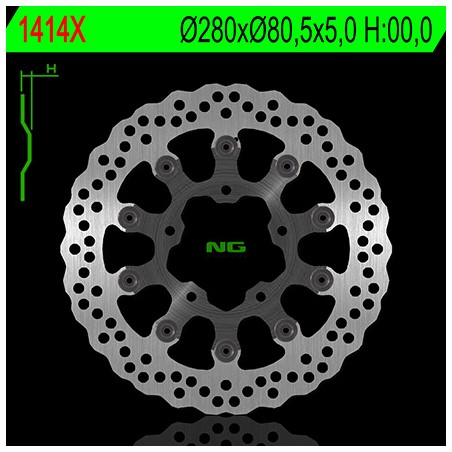 NG TARCZA HAMULCOWA PRZÓD KAWASAKI ZX6R / 6RR / 636 '03-'04 (280X80,5X5,0) (5X10,5MM)