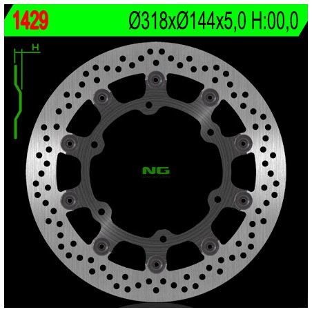 NG TARCZA HAMULCOWA PRZÓD HONDA VF 750C '94-'04, ST 1100 '91-'01, VT 1100C '92-'98, TRIUMPH 900 (PŁYWAJĄCA) (318X144X5) (6X10,5M