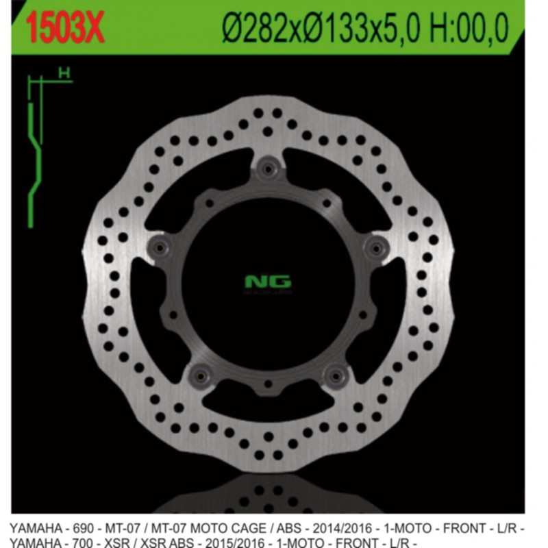 NG TARCZA HAMULCOWA PRZÓD YAMAHA MT-07 '13-'17, TRACER 700 '16-'17, XSR 700 '16-'17 WAVE (282X133X5) (5X8,5MM)