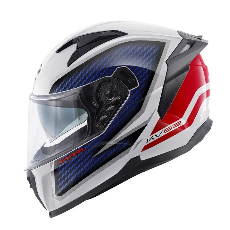 KAPPA KASK KV52 KRONOS INTEGRALNY Z BLENDĄ KOLOR BIAŁY CZERWONY NIEBIESKI CARBON LOOK ROZMIAR 58 / M (HOMOLOGACJA ECE 22R06)
