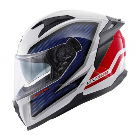 KAPPA KASK KV52 KRONOS INTEGRALNY Z BLENDĄ KOLOR BIAŁY CZERWONY NIEBIESKI CARBON LOOK ROZMIAR 60 / L (HOMOLOGACJA ECE 22R06)