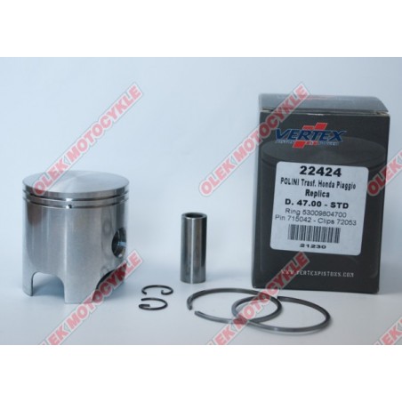 VERTEX TŁOK POLINI, HONDA, PIAGGIO 47,35MM SWORZEŃ 12MM (PIERŚCIENIE 53009804740 X 2 SZT.)