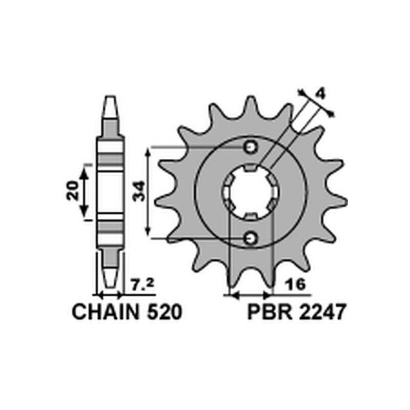 PBR ZĘBATKA PRZEDNIA 2247 13 18NC KTM 125 DUKE 11-16 (-1) (ŁAŃC. 520) (JTF1903.13)