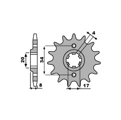 PBR ZĘBATKA PRZEDNIA 267 13 18NC HONDA XL 250 R 84-87 (ŁAŃC. 520) (JTF287.13)