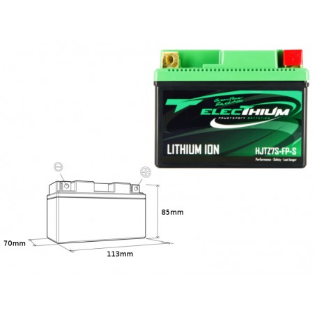ELECTHIUM AKUMULATOR LITOWO-JONOWY ZE WSKAŹNIKIEM NAŁADOWANIA HJTZ7S-FP-S (113X70X85) (YTZ7S, YTX7L-BS) (WAGA 0,6KG)