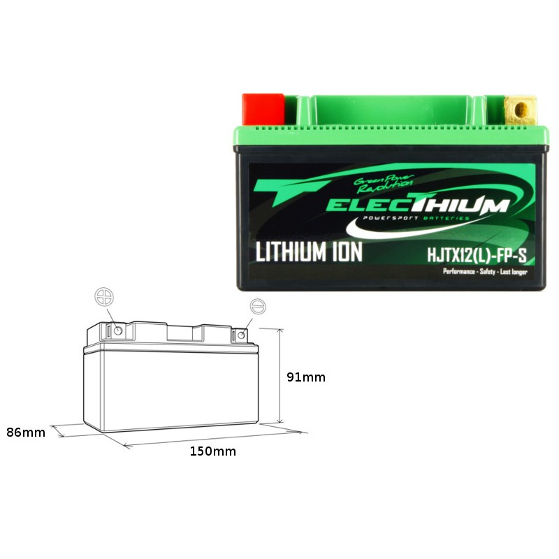 ELECTHIUM AKUMULATOR LITOWO-JONOWY ZE WSKAŹNIKIEM NAŁADOWANIA HJTX12(L)-FP-S (150X86X91) (YTX12-BS, YT12A-BS, YB12B-B2) (WAGA 0,