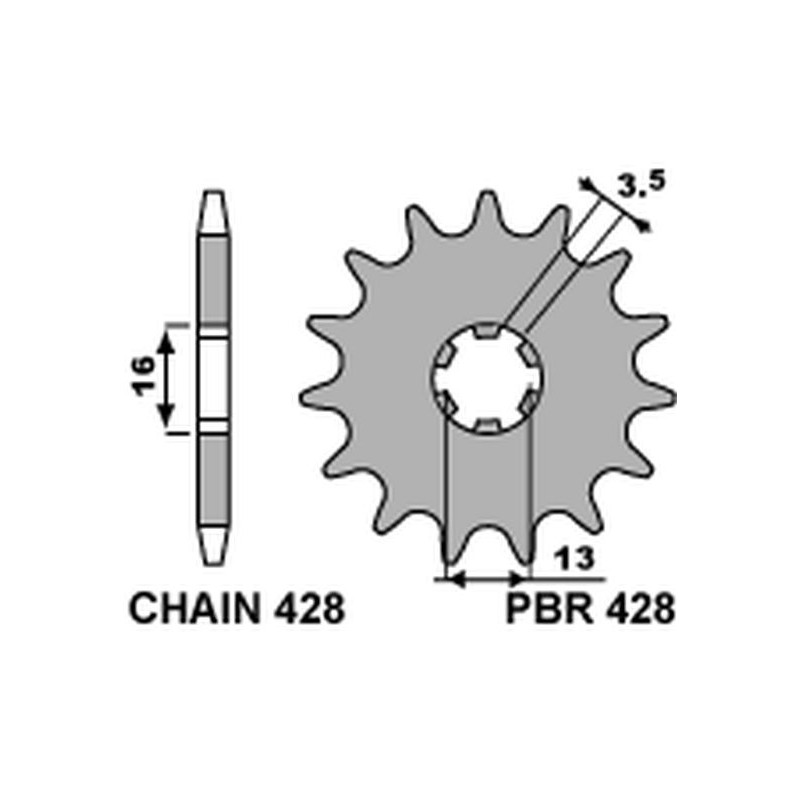PBR ZĘBATKA PRZEDNIA 428 12 SUZUKI JR 50 82-04 (ŁAŃC. 428)