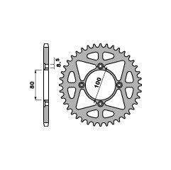 PBR ZĘBATKA TYLNA 4451 41 ALUMINIOWA (ERGAL) BETAMOTOR 200/250 TRIAL 03-09 (ŁAŃC. 520)