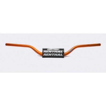 RENTHAL KIEROWNICA 1,1/8 CALA (28,6MM) MX FATBAR ORANGE HONDA CR/CRF, KAWASAKI KX/KXF KOLOR POMARAŃCZOWY Z GĄBKĄ