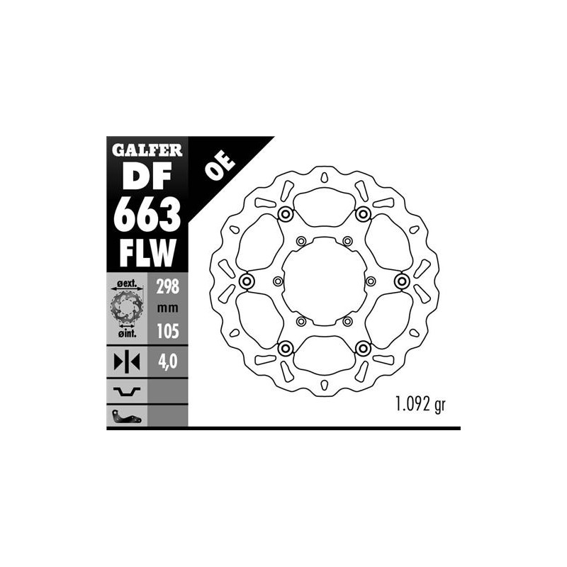 GALFER TARCZA HAMULCOWA PRZÓD BMW F 650/700/800 GS 93-13 (298X105X4) WAVE