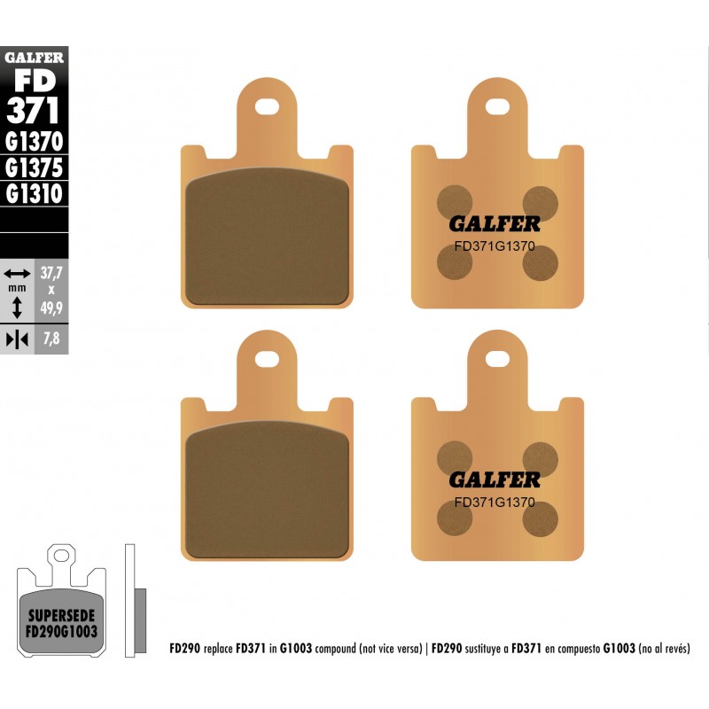 GALFER KLOCKI HAMULCOWE KH417/4 SPIEK METALICZNY (ZŁOTE) STREET, PRZÓD KAWASAKI ZX 6R '07- , Z 1000 '07-'09, GTR 1400, ZZR 1400