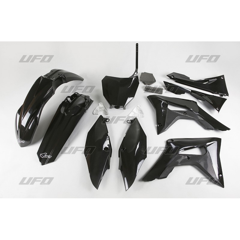 UFO KOMPLET PLASTIKÓW HONDA CRF 250R '18-'19, CRF 450R '17-'19 Z OSŁONAMI FILTRA POWIETRZA KOLOR CZARNY