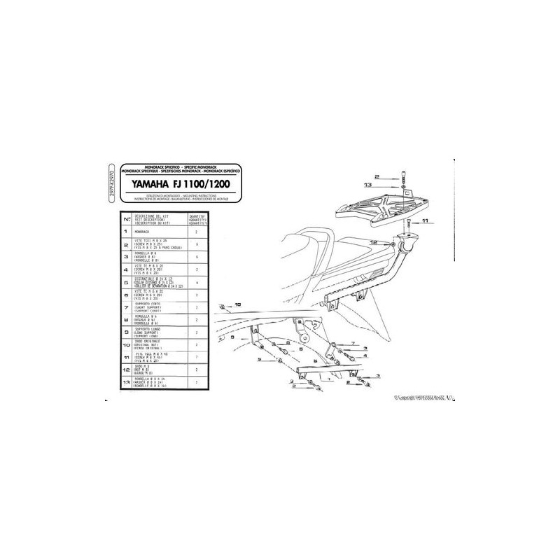 KAPPA STELAŻ KUFRA CENTRALNEGO YAMAHA FJ 1100 ( BEZ PŁYTY )