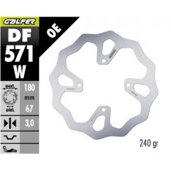 GALFER TARCZA HAMULCOWA TYŁ KTM 65 SX '25-, HUSQVARNA TC 65 '25-, GAS GAS MC 65 '25- (180X67X3) WAVE