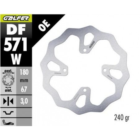 GALFER TARCZA HAMULCOWA TYŁ KTM 65 SX '25-, HUSQVARNA TC 65 '25-, GAS GAS MC 65 '25- (180X67X3) WAVE