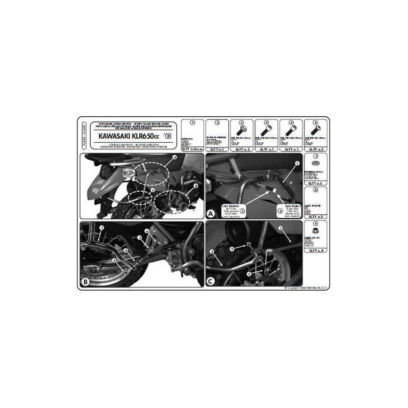 KAPPA STELAŻ KUFRÓW BOCZNYCH MONOKEY KAWASAKI KLR 650 Enduro (07-19) - RÓWNIEŻ POD KUFRY MONOKEY RETRO-FIT K-VENTURE ALU ORAZ K'