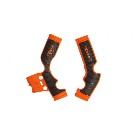RACETECH (RTECH) 2025/12 OSŁONY RAMY (KOMPLET) BI-MATERIAL SUPER GRIP KTM SX 65 '16-'24 KOLOR POMARAŃCZOWY / CZARNY