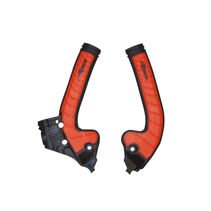 RACETECH (RTECH) 2025/12 OSŁONY RAMY (KOMPLET) BI-MATERIAL SUPER GRIP KTM SX 85 '18-'24 KOLOR POMARAŃCZOWY / CZARNY