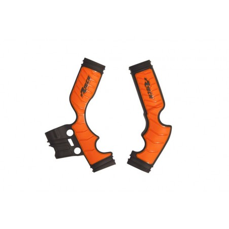 RACETECH (RTECH) 2025/12 OSŁONY RAMY (KOMPLET) BI-MATERIAL SUPER GRIP KTM SX 65 '16-'24 KOLOR POMARAŃCZOWY / CZARNY