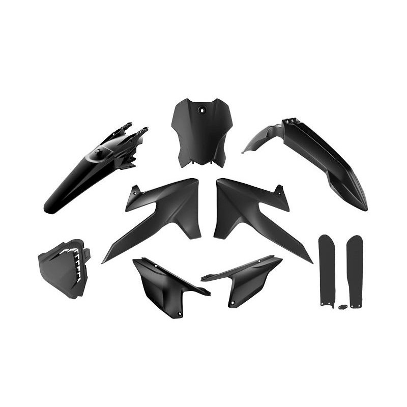 RACETECH (RTECH) 2025/12 KOMPLET PLASTIKÓW Z OSŁONAMI TELESKOPÓW TRIUMPH TF 250 X '24-'26, TF 450 RC '25-'26 KOLOR CZARNY